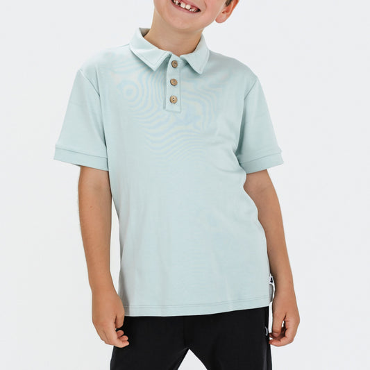 Youth Bamboo Polo Shirt | Misty Blue