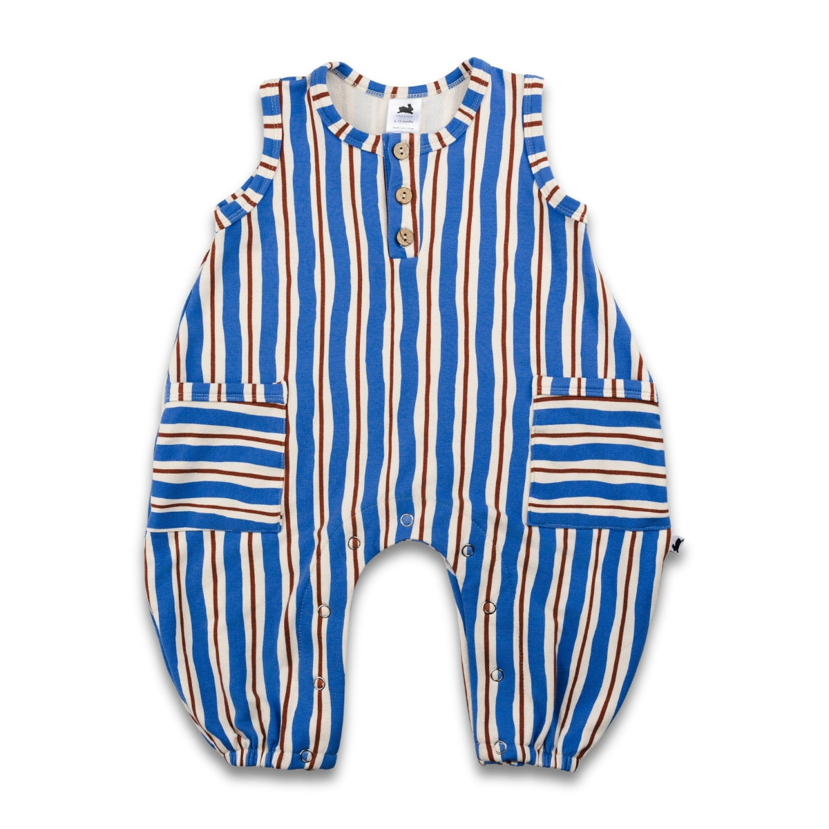 Baby Bamboo Terry Romperall with Snaps | Scandi Stripe
