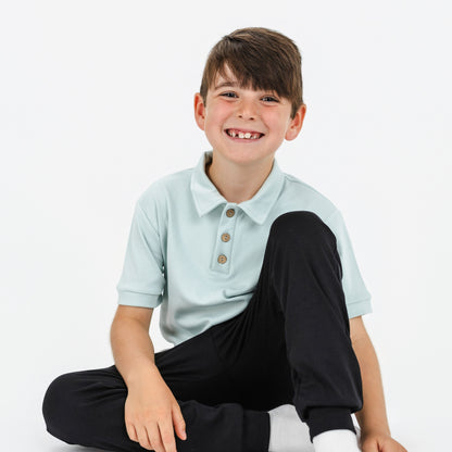 Youth Bamboo Polo Shirt | Misty Blue