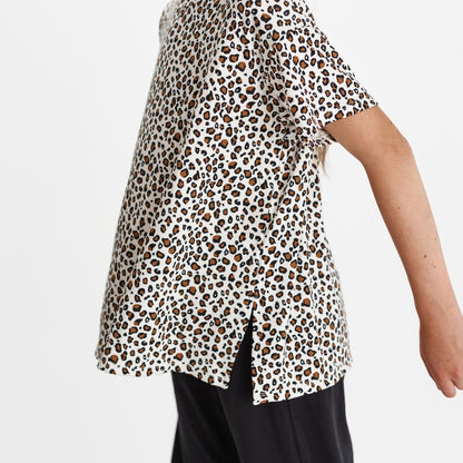 Youth Bamboo Oversize All-Over Print T-shirt | Snow Leopard