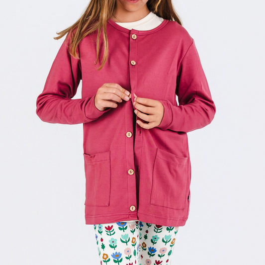 Youth Bamboo Cardigan | Pomegranate