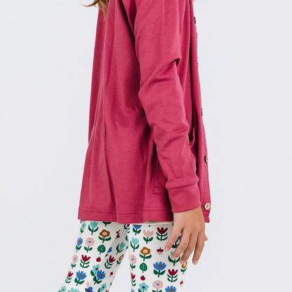 Youth Bamboo Cardigan | Pomegranate