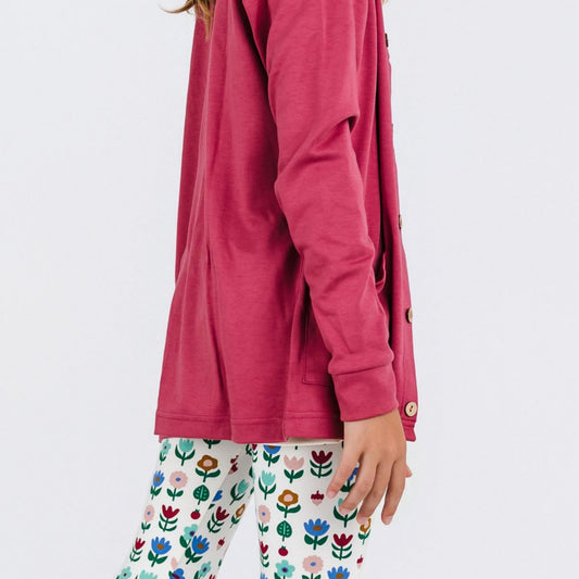 Youth Bamboo Cardigan | Pomegranate