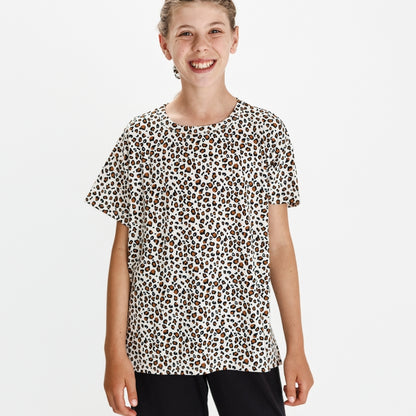 Youth Bamboo Oversize All-Over Print T-shirt | Snow Leopard