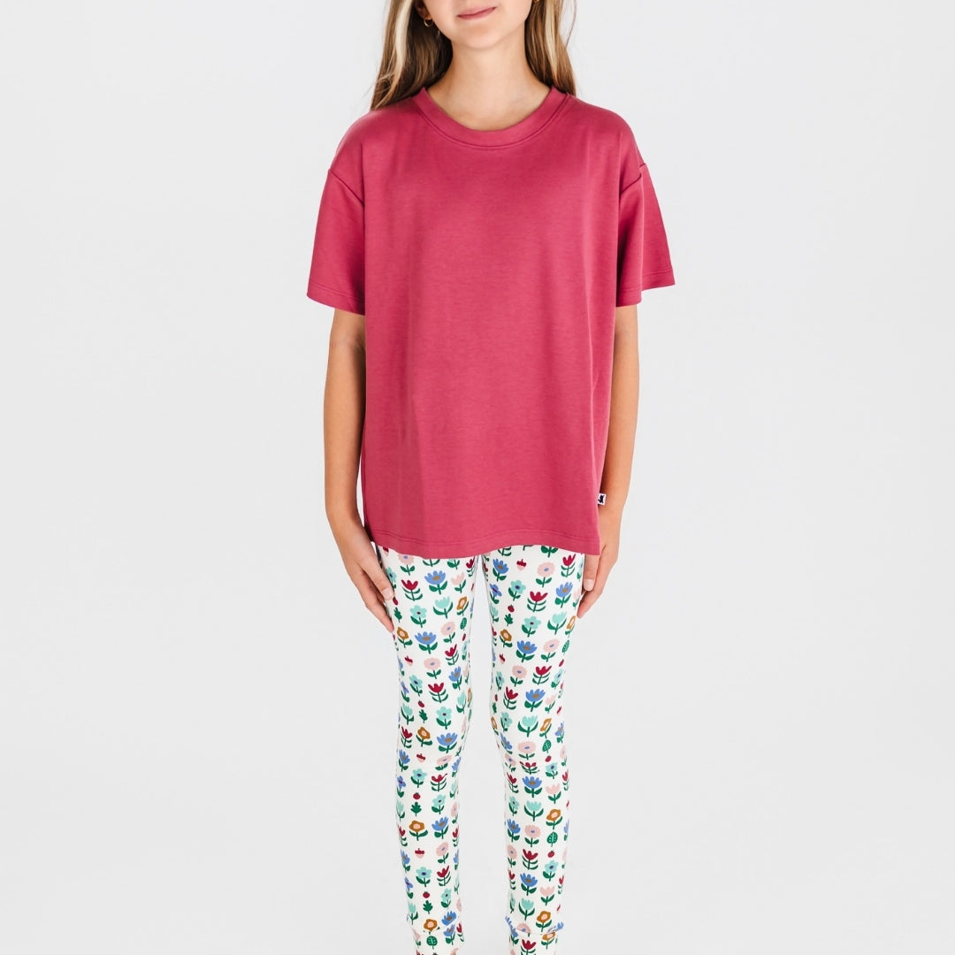 Youth Bamboo Boxy T-Shirt | Pomegranate