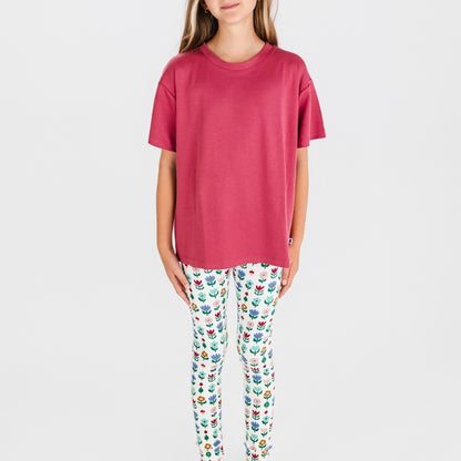 Youth Bamboo Boxy T-Shirt | Pomegranate