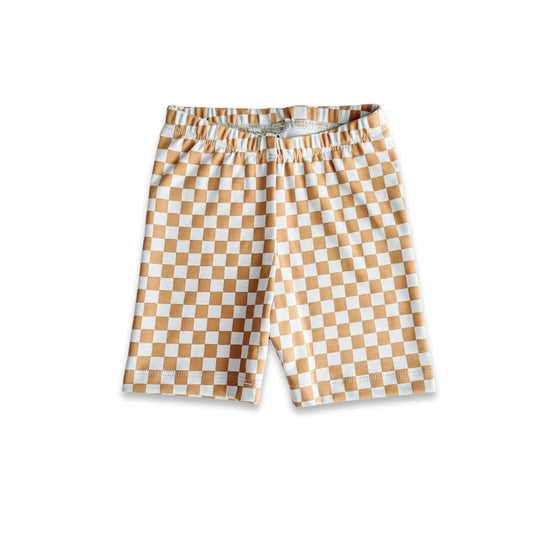 Youth Bamboo Bike Shorts | Blue Checkers