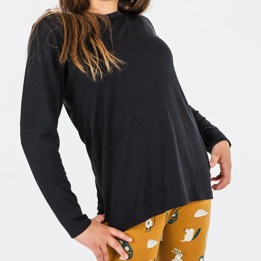 Youth Classic Long-Sleeve T-Shirt with Side Slits | Black