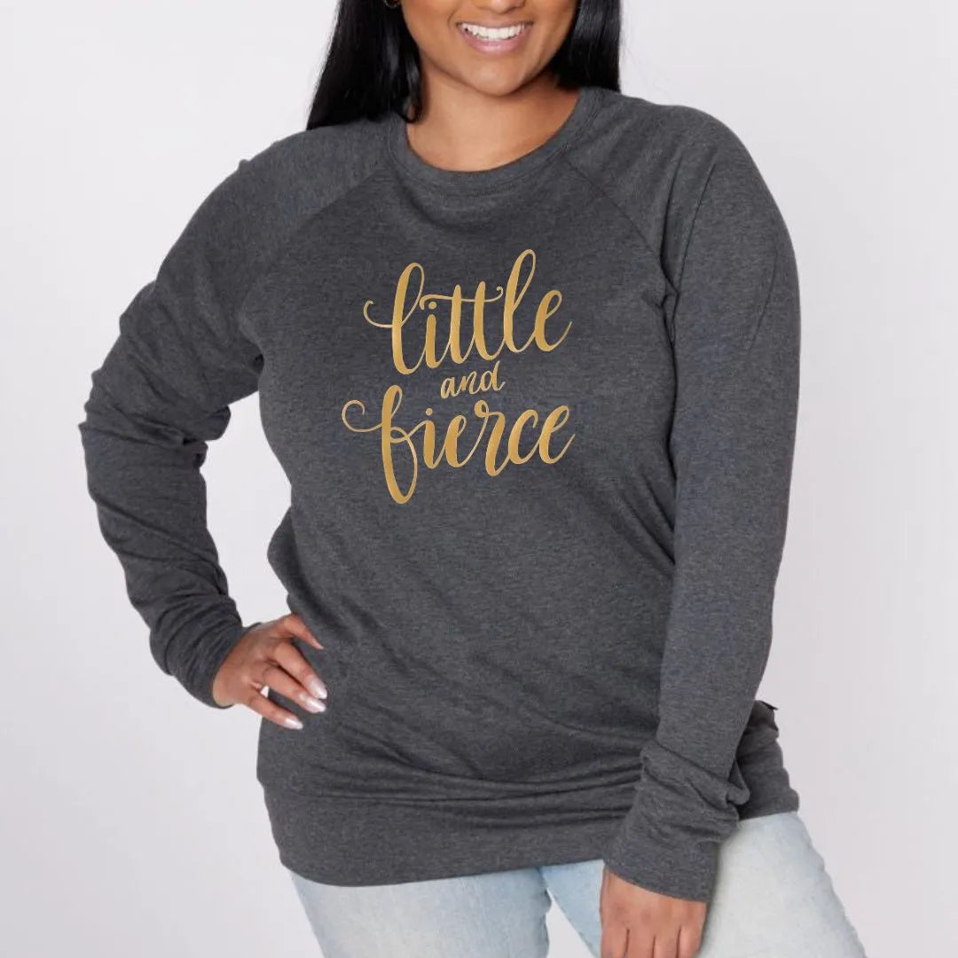 Adult Unisex 'Little & Fierce' Bamboo Pullover | Charcoal