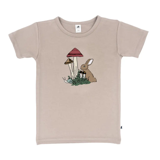 'Whimsical Rabbit' Bamboo Slim-Fit T-Shirt | Stone