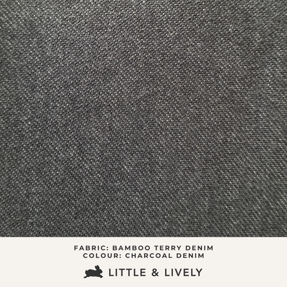 Baby Bamboo Terry Denim Romperall with Snaps | Charcoal Denim