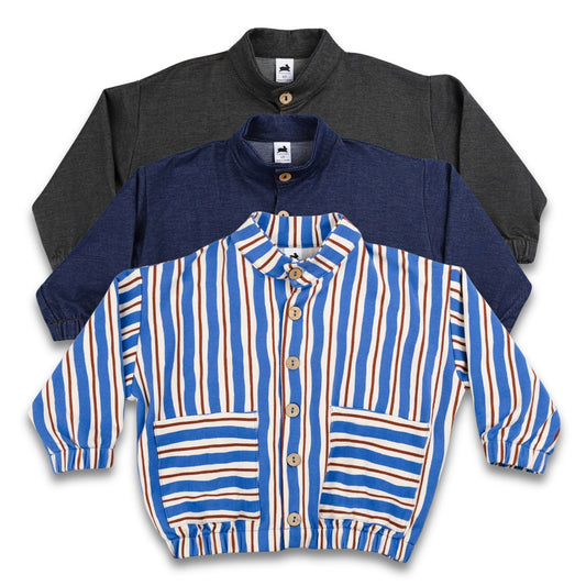 Kids' Bamboo Terry Echo Jacket | Scandi Stripe
