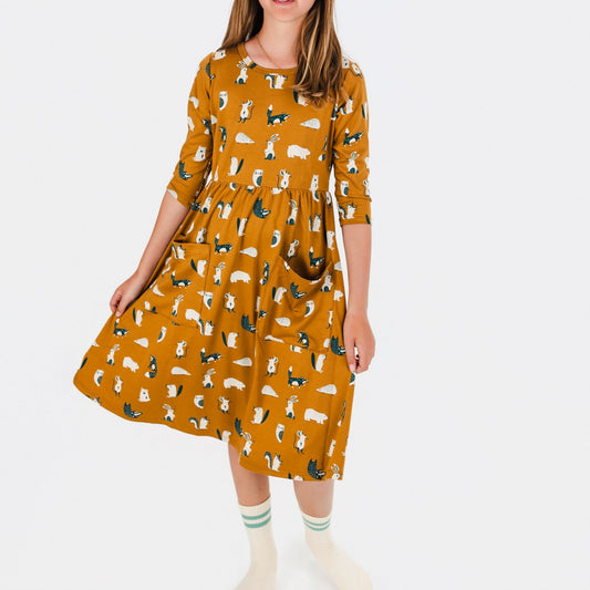 Youth Bamboo Clementine Dress | Scandi Critters