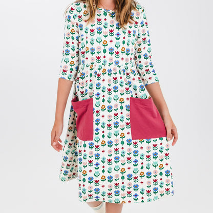 Youth Bamboo Clementine Dress | Block Floral
