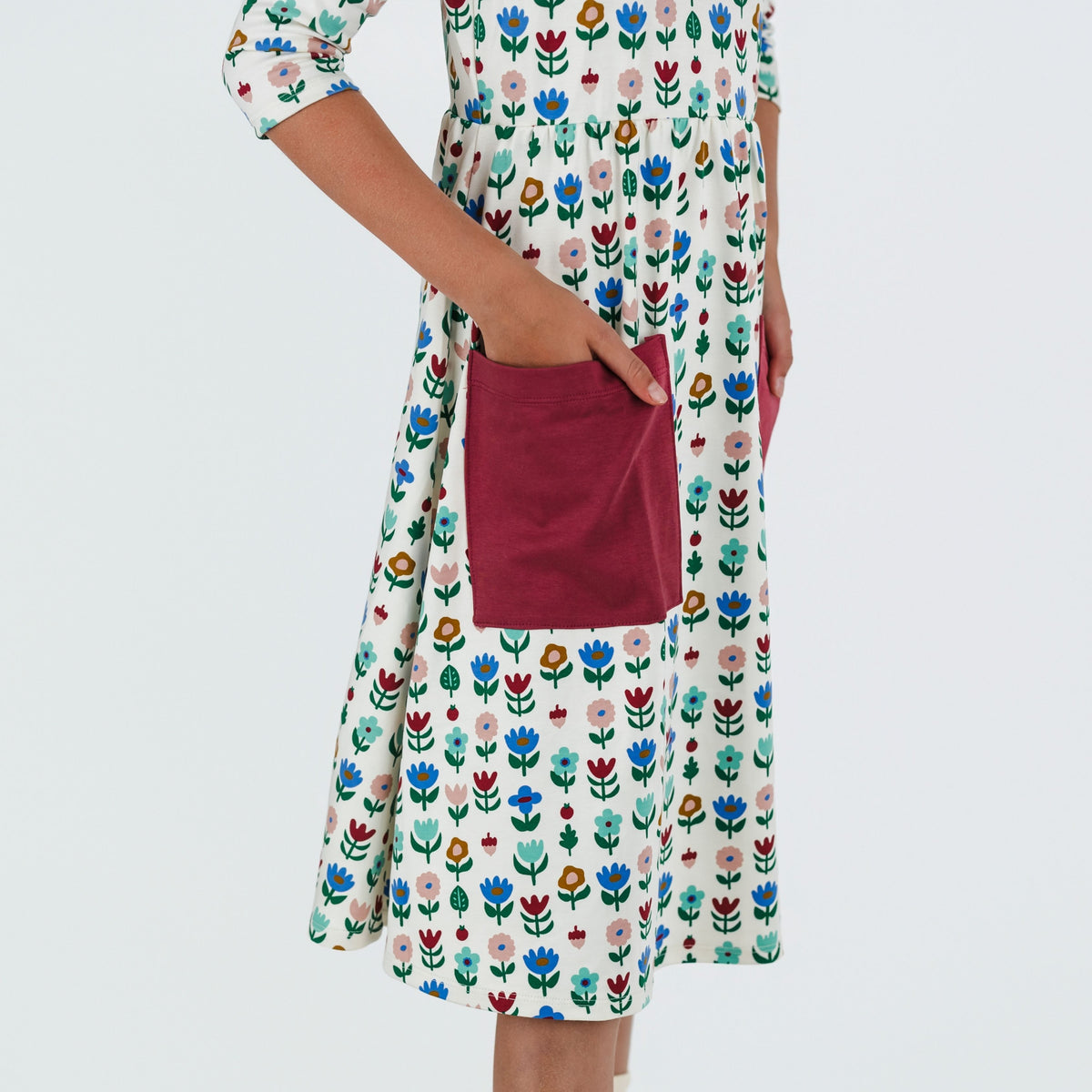 Youth Bamboo Clementine Dress | Block Floral