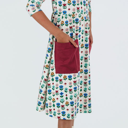 Youth Bamboo Clementine Dress | Block Floral