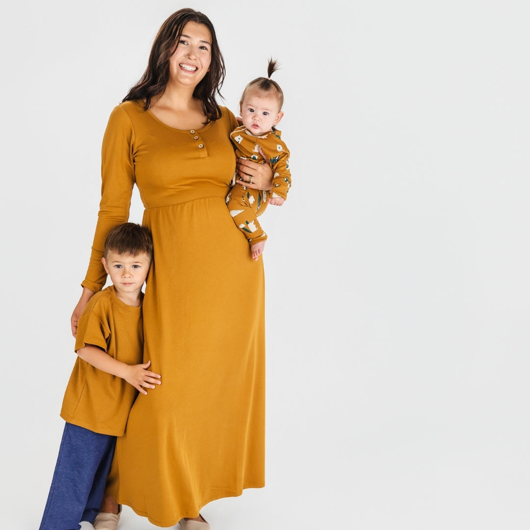 Ladies' Bamboo Long Sleeve Fit and Flare Dress | Umber