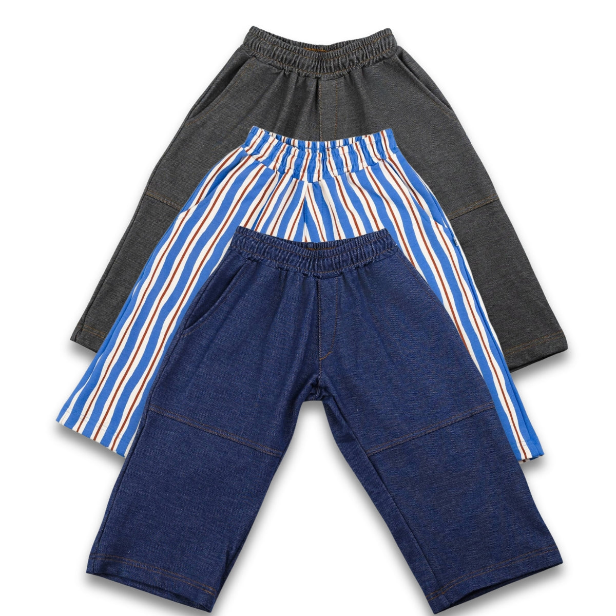 Kids' Bamboo Terry Wide Leg Pants | Scandi Stripe