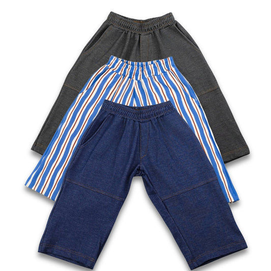 Kids' Bamboo Terry Wide Leg Pants | Scandi Stripe