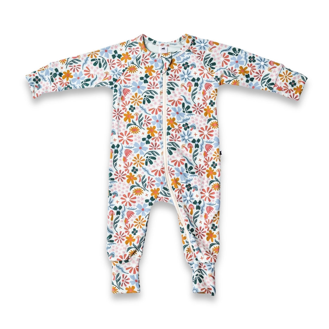 Bamboo Baby Zipper Footed Bodysuit | Floating Floral