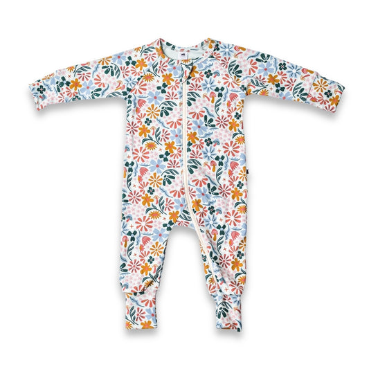 Bamboo Baby Zipper Footed Bodysuit | Floating Floral