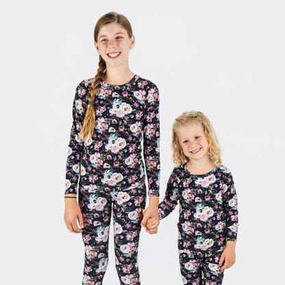 Kids' 2-Piece Bamboo Long Sleeve Snug-Fit Lounge Set | Watercolour Floral