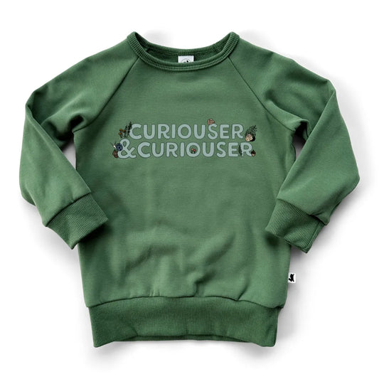 'Curiouser & Curiouser' Fleece-Lined Pullover | Leaf Green