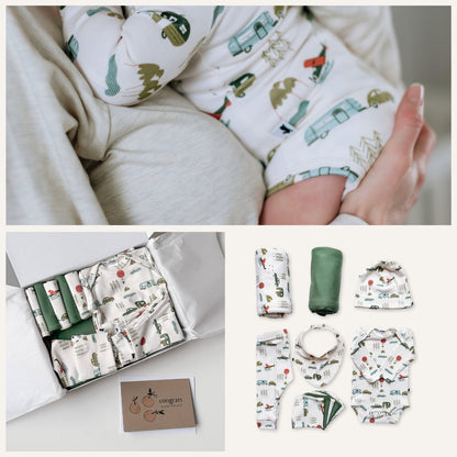 Bamboo Baby Capsule Gift Box - Travel & Leaf Green