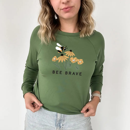Adult Unisex 'Bee Brave' Bamboo Pullover | Leaf Green
