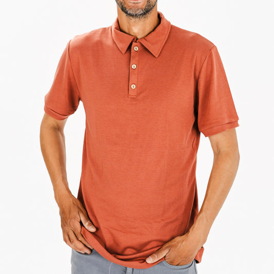Men's Bamboo Polo Shirt | Burnt Brick