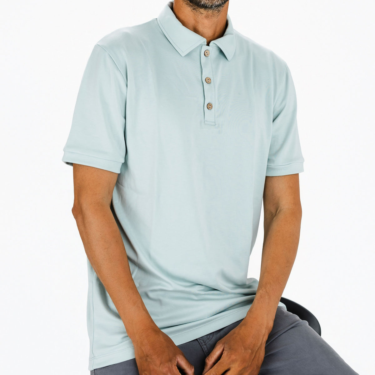 Men's Bamboo Polo Shirt | Misty Blue