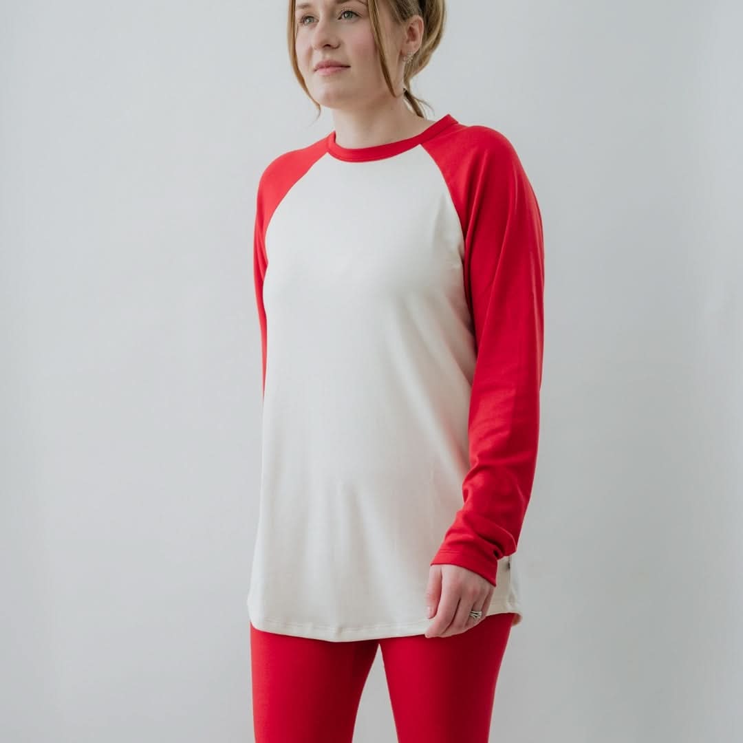 Adult/Unisex Bamboo Baseball Shirt | Berry Cream