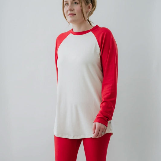 Adult/Unisex Bamboo Baseball Shirt | Berry Cream