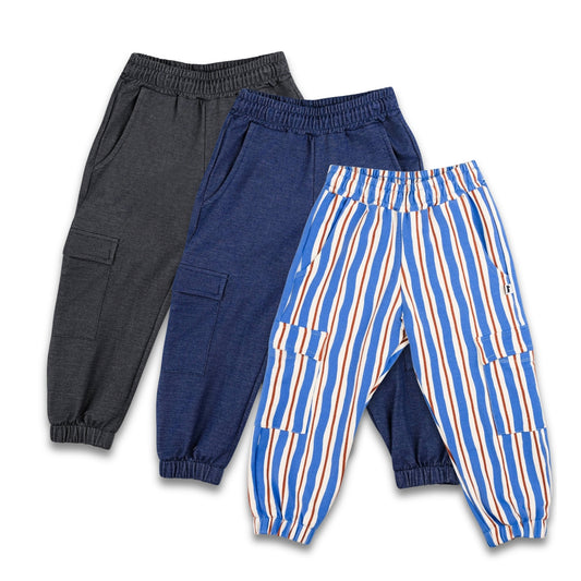 Kids' Bamboo Terry Cargo Balloon Pants | Scandi Stripe
