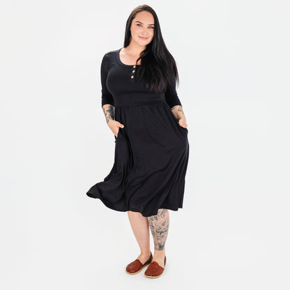 Ladies Bamboo 3/4 Sleeve Esme Dress | Black