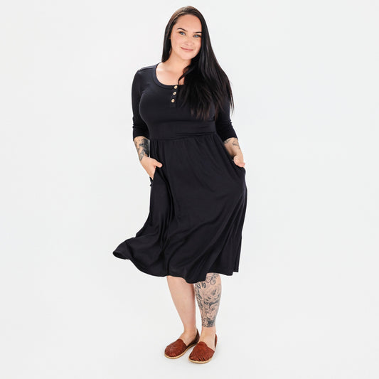 Ladies Bamboo 3/4 Sleeve Esme Dress | Black