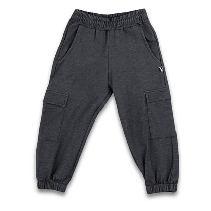 Kids' Bamboo Terry Denim Cargo Balloon Pants | Charcoal Denim
