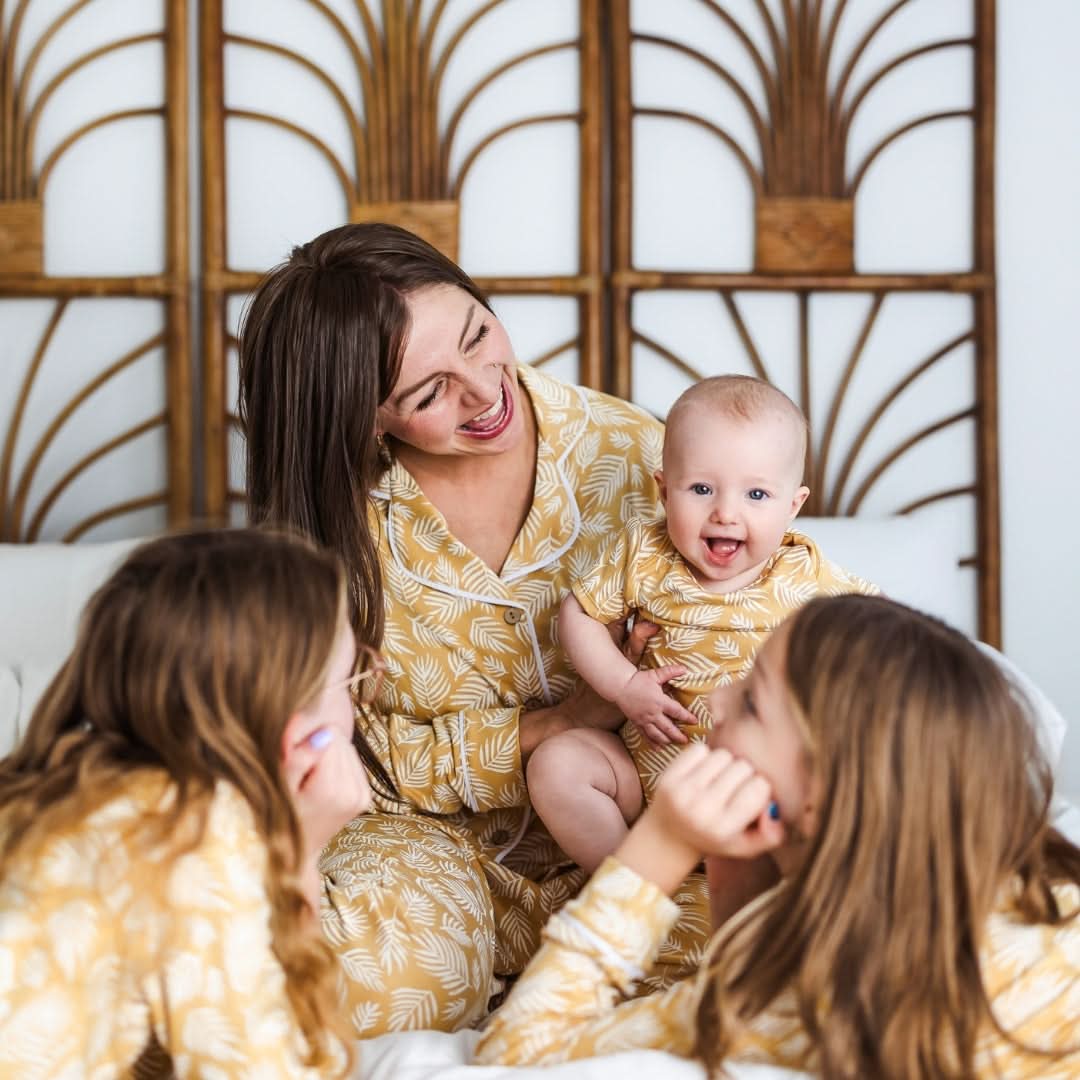 Ladies’ Bamboo Long Sleeve Button-Up Lounge Set | Palm Fronds