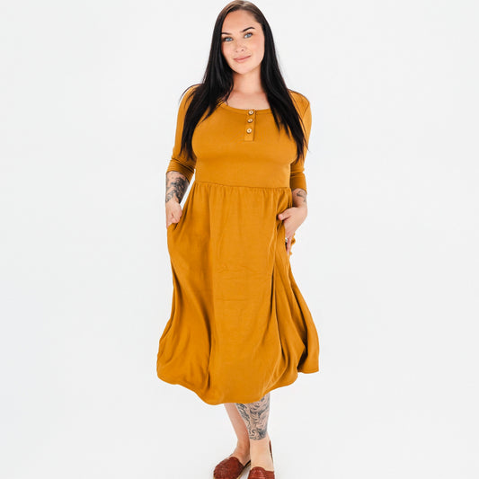 Ladies Bamboo 3/4 Sleeve Esme Dress | Umber