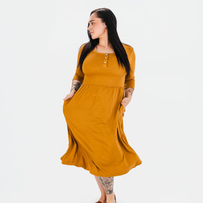 Ladies Bamboo 3/4 Sleeve Esme Dress | Umber
