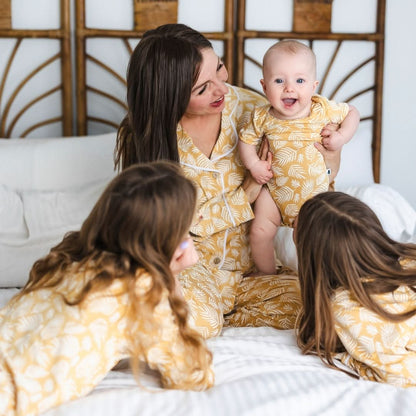 Ladies’ Bamboo Long Sleeve Button-Up Lounge Set | Palm Fronds