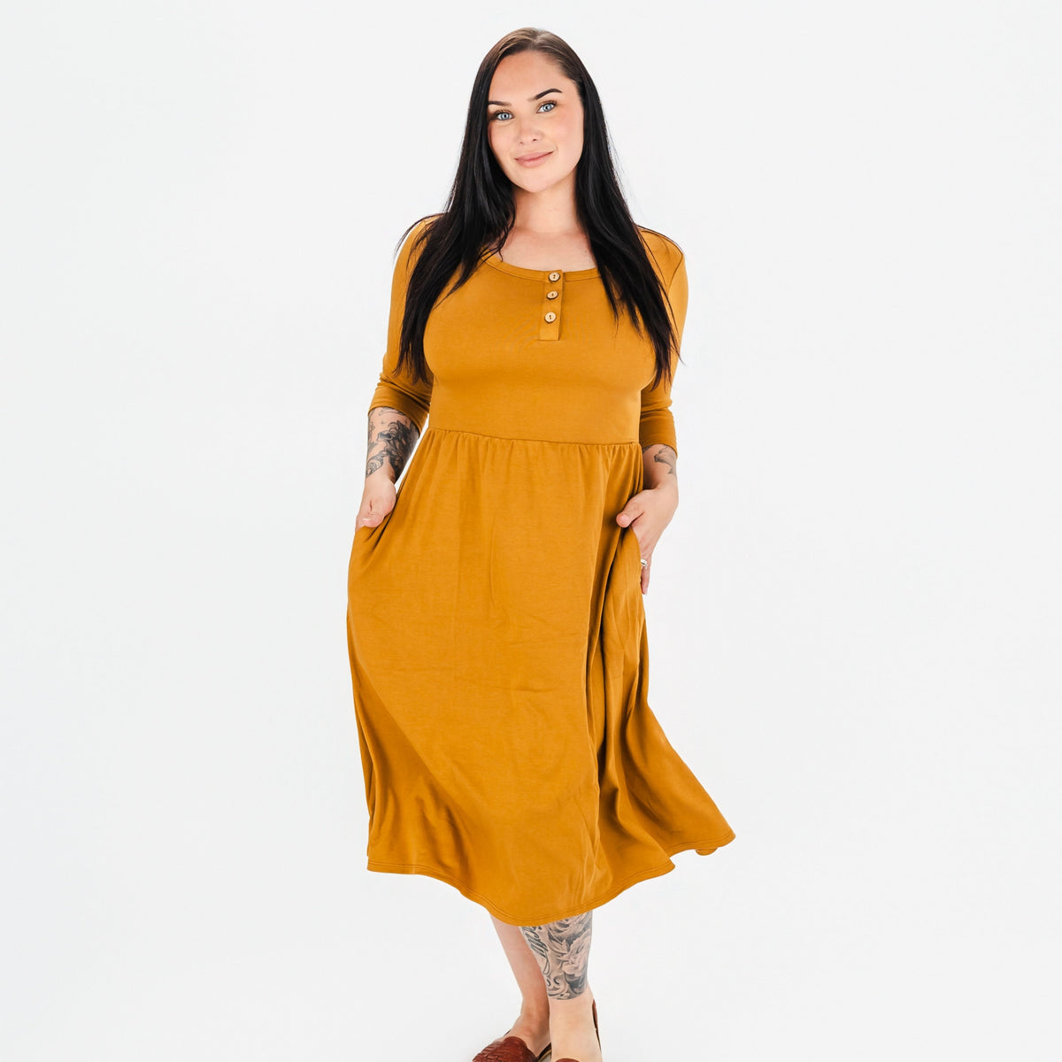 Ladies Bamboo 3/4 Sleeve Esme Dress | Umber