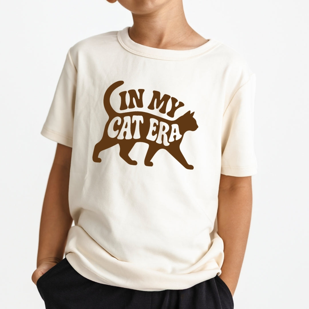 Baby/Kid's Bamboo Graphic T-shirt | In My Cat Era in Cream