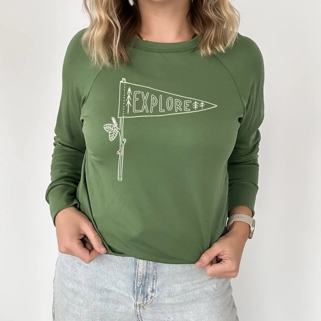 Adult Unisex 'Explore' Bamboo Pullover | Leaf Green