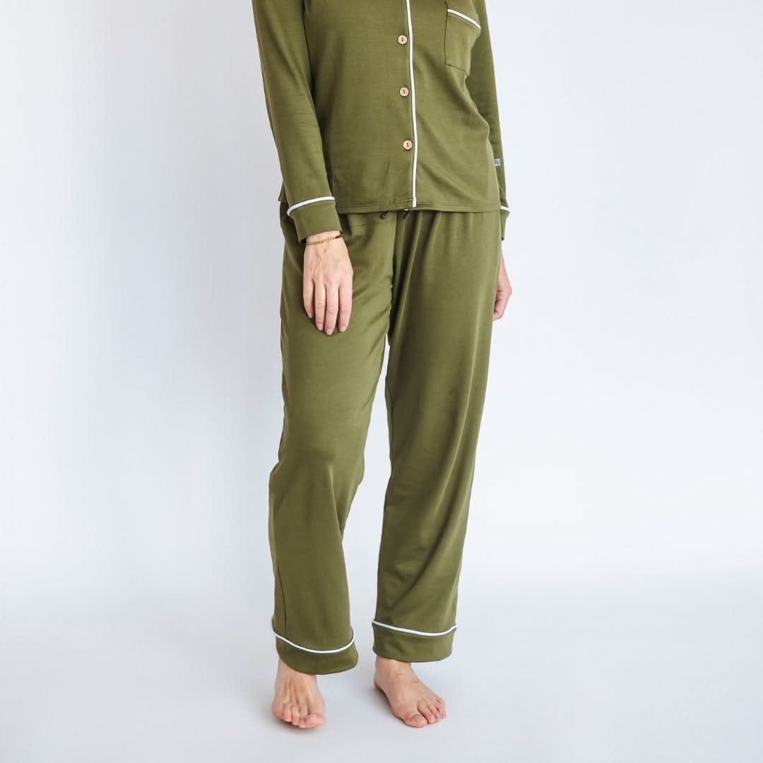 Ladies’ Bamboo Long Sleeve Button-Up Lounge Set | Palm Fronds