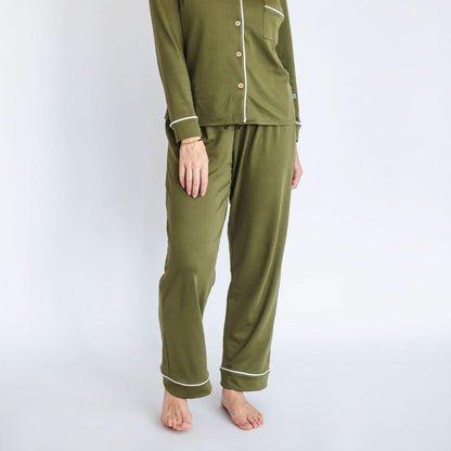 Ladies’ Bamboo Long Sleeve Button-Up Lounge Set | Palm Fronds