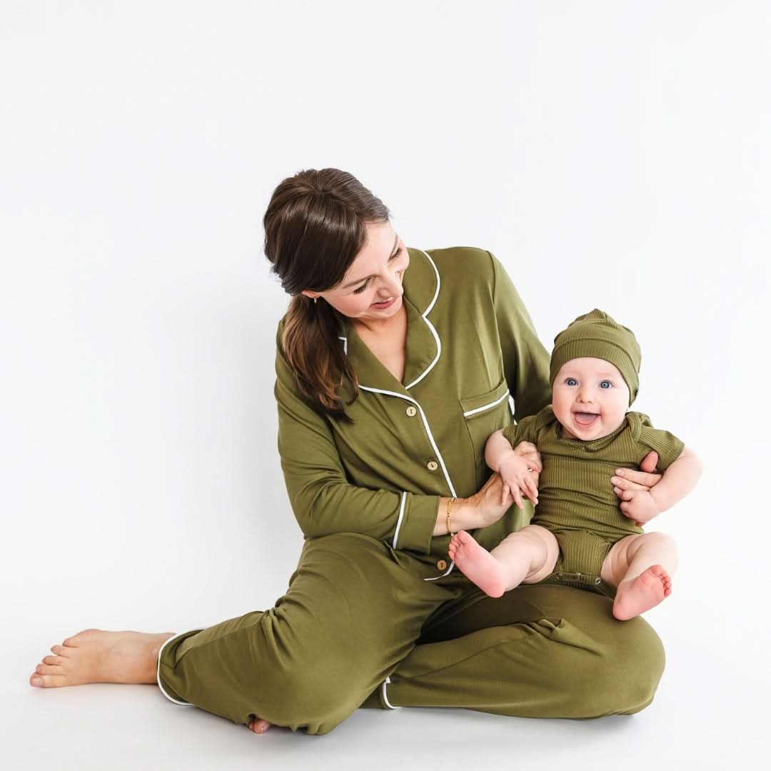 Ladies’ Bamboo Long Sleeve Button-Up Lounge Set | Palm Fronds