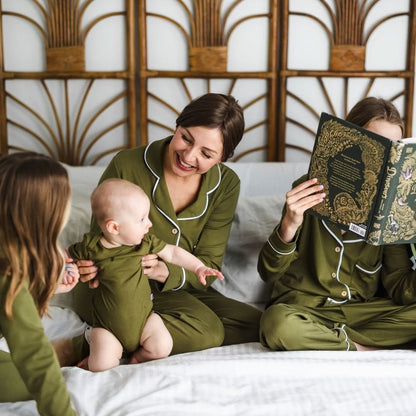 Ladies’ Bamboo Long Sleeve Button-Up Lounge Set | Palm Fronds