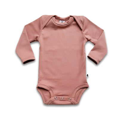 Baby Long-Sleeve Bamboo Onesie | Solid Colours