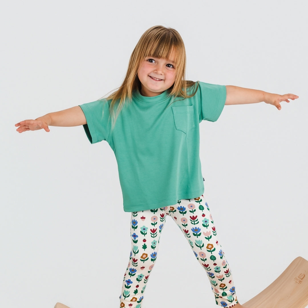 Youth Bamboo Boxy Pocket T-Shirt | Spruce Green